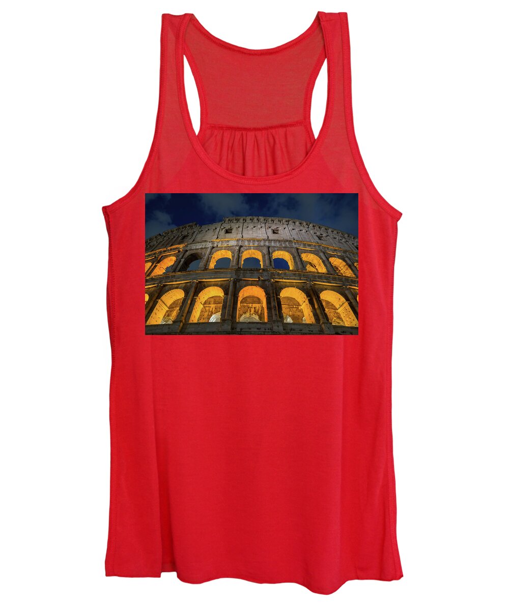 Colosseum Women's Tank Top featuring the photograph Arches of the Colosseum at Night by Artur Bogacki
