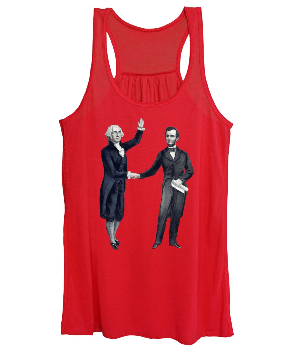 Abraham Lincoln Women's Tank Top featuring the painting Washington And Lincoln Shaking Hands by War Is Hell Store