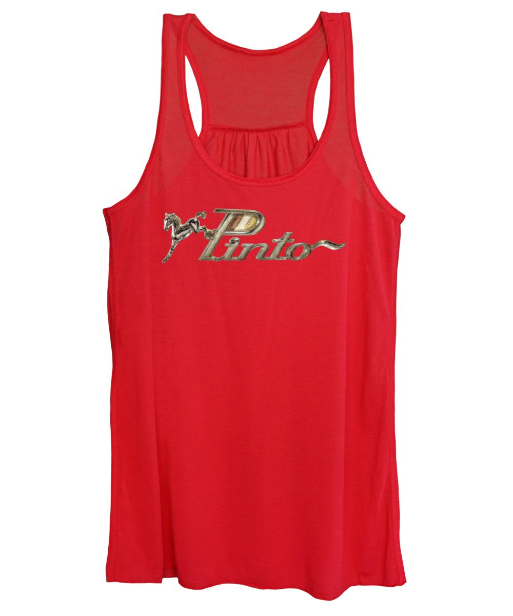 Automotive Women's Tank Top featuring the photograph Pinto Car Badge by YoPedro