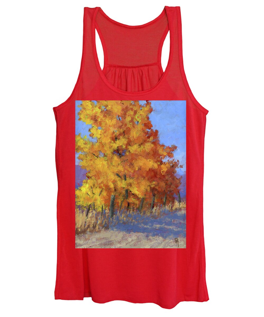 Landscape Women's Tank Top featuring the painting Autumn Road by David King Studio