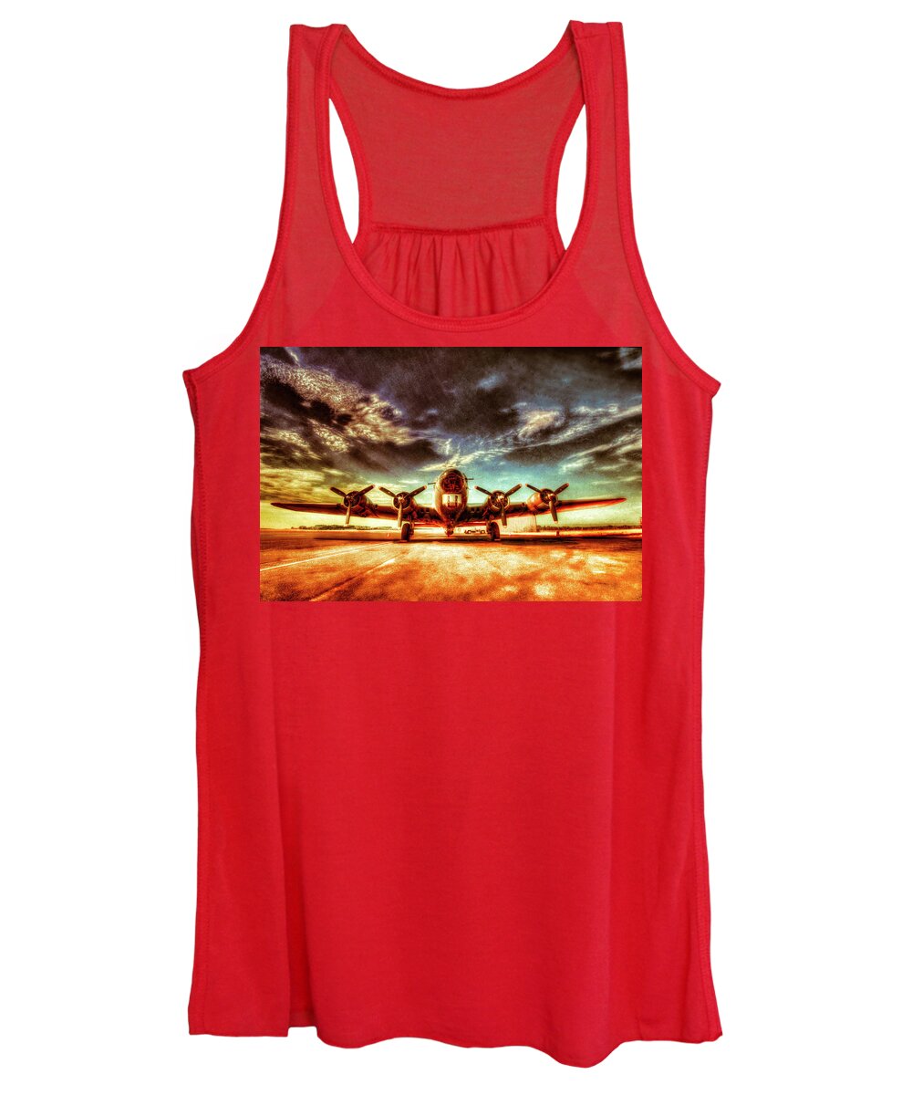 Airborne Women's Tank Top featuring the digital art B17 Aluminun Overcast by Rod Melotte