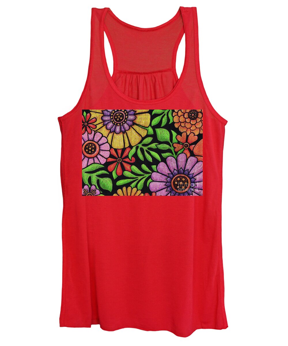 Flower Women's Tank Top featuring the painting Black Night Blooming. Part 1. by Amy E Fraser