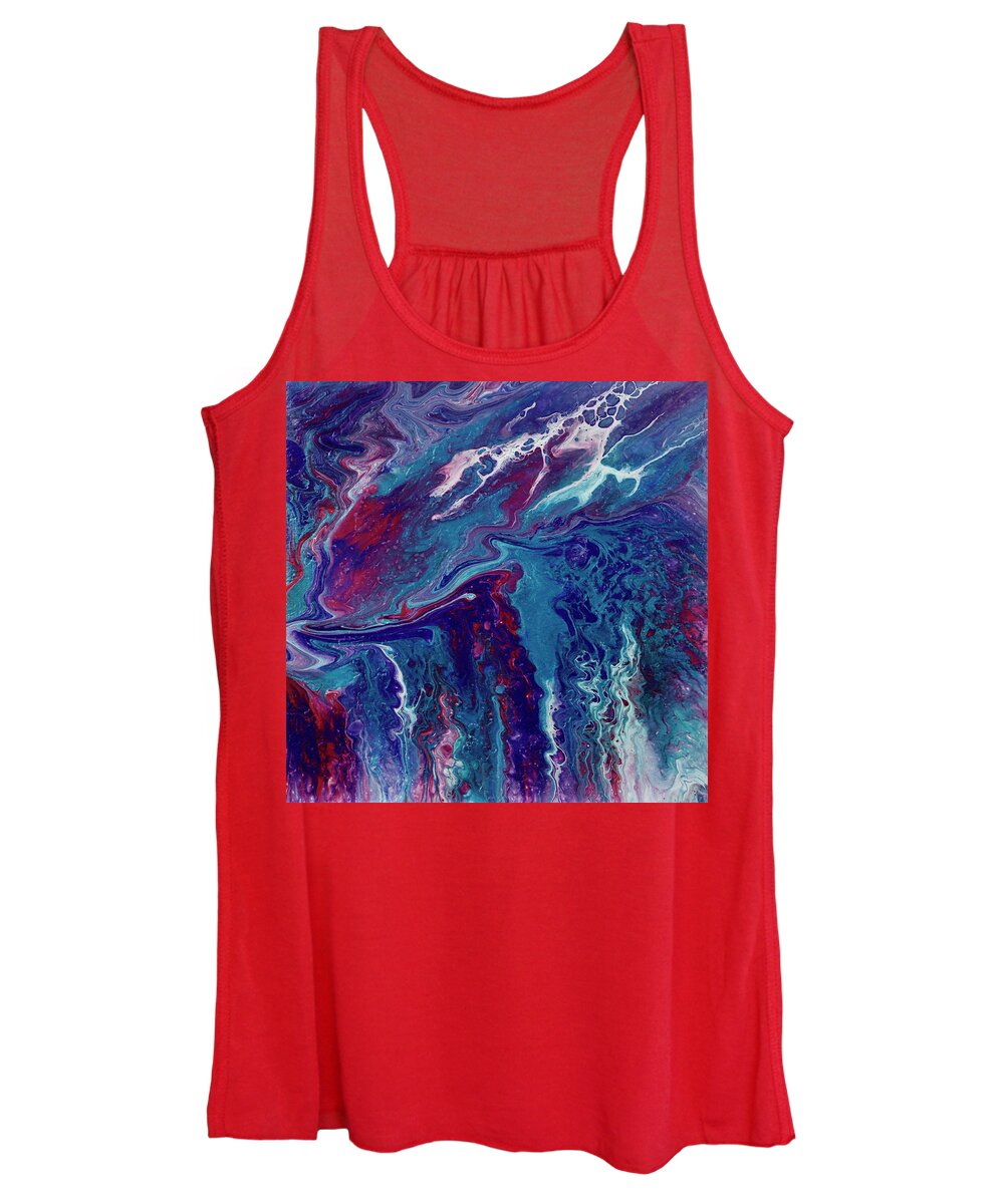 Fluid Pour Art Women's Tank Top featuring the painting Blood of the Ocean by Tessa Evette