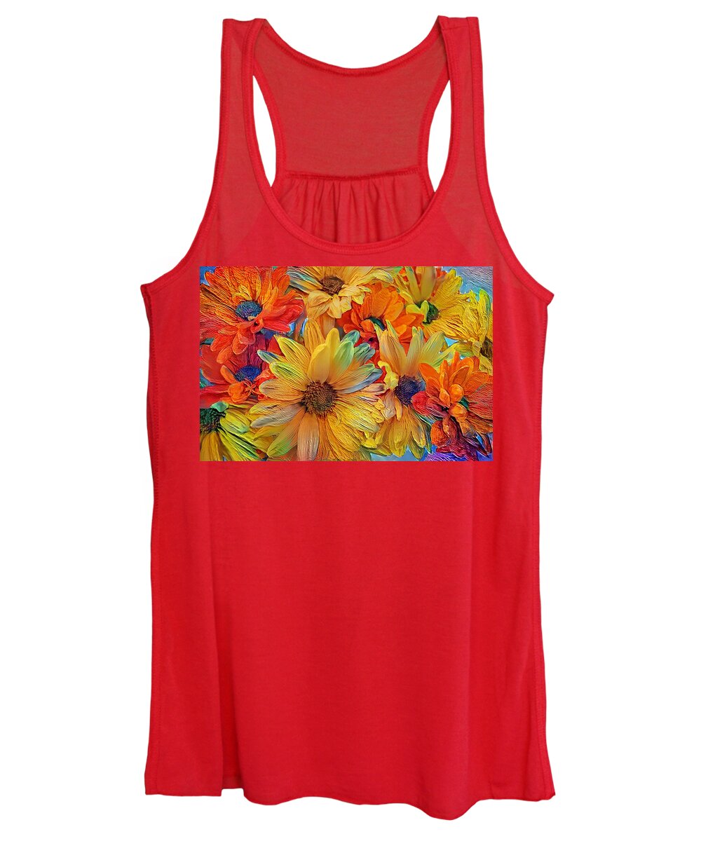 Flowers Women's Tank Top featuring the mixed media Bold and Beautiful Bouquet by Debra Kewley