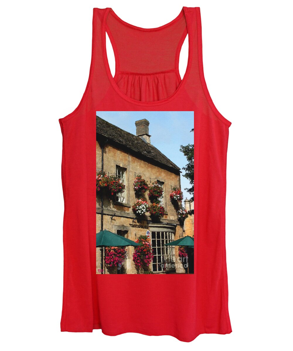 Bourton-on-the-water Women's Tank Top featuring the photograph Bourton Pub by Brian Watt