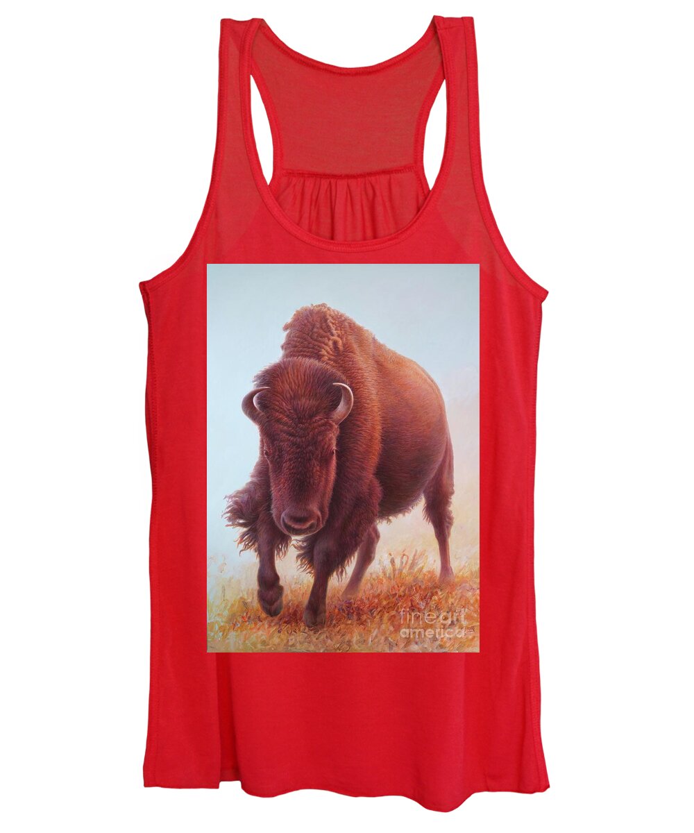 Buffalo Women's Tank Top featuring the painting Buffalo L of 2 by Hans Droog