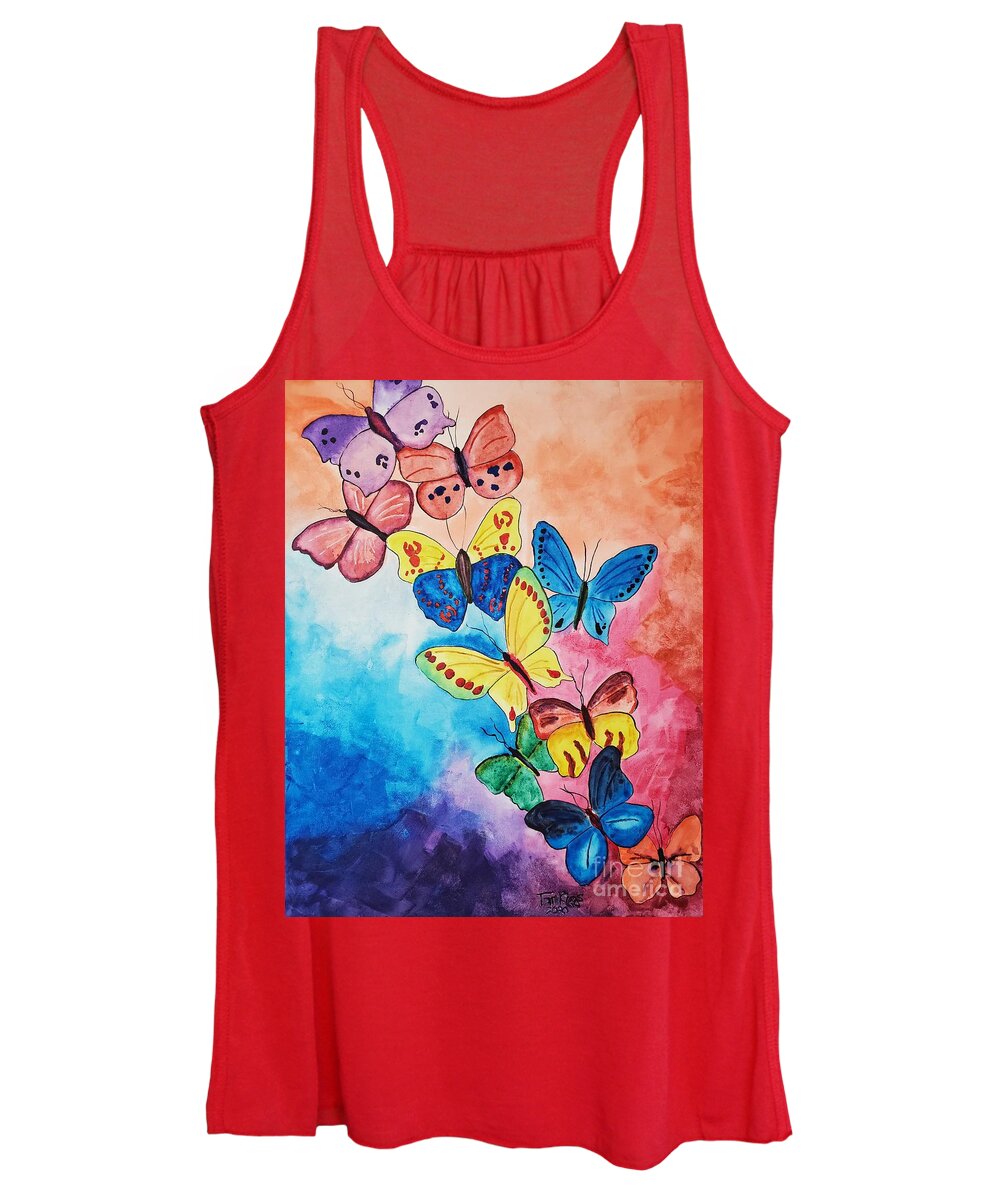 Butterfly Women's Tank Top featuring the painting Butterflies Three by Tom Riggs