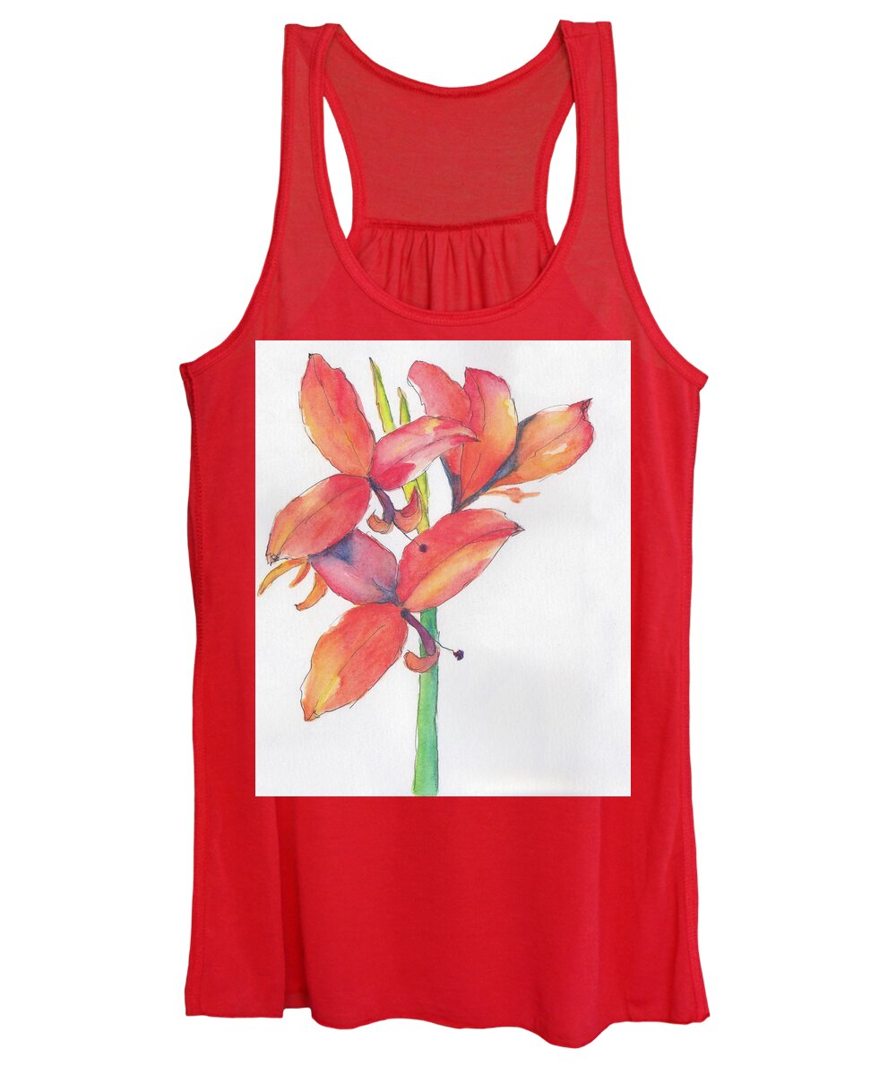Cannalily Women's Tank Top featuring the painting Cannalily by Anne Katzeff