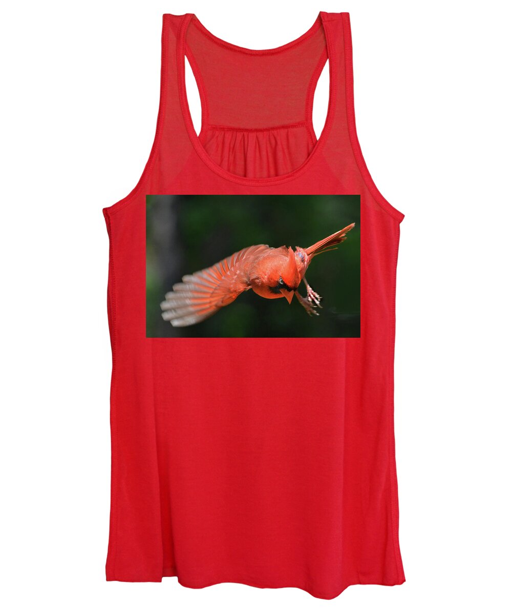 Male Women's Tank Top featuring the photograph Cardinal Flight by Jerry Griffin