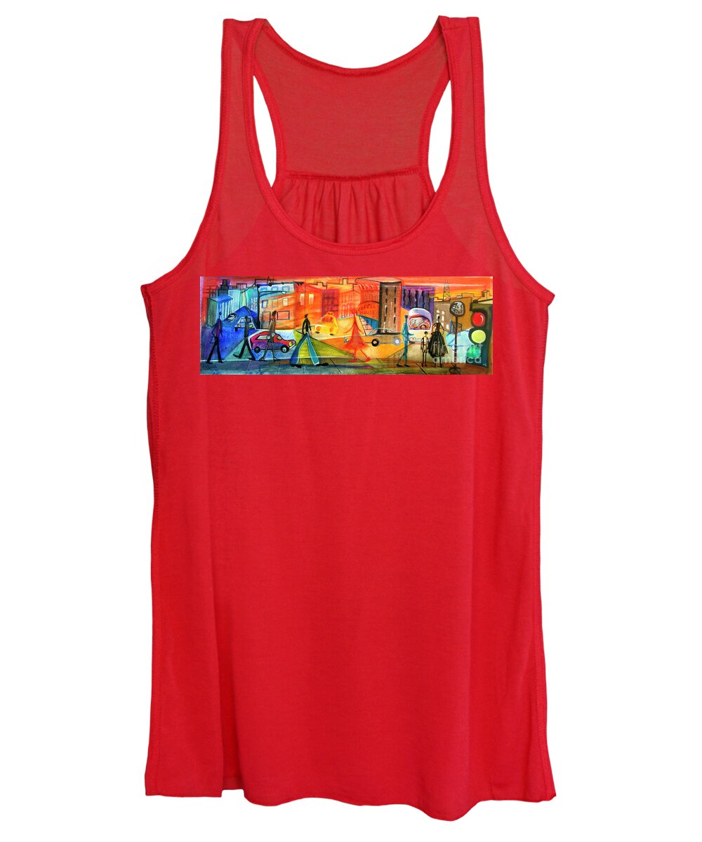 The Neighborhood Women's Tank Top featuring the painting The Neighborhood by Cherie Salerno