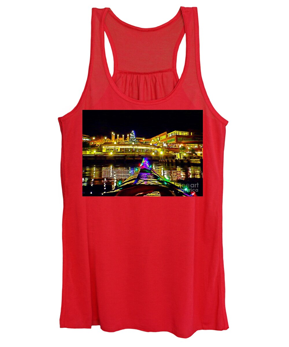 Kayak Women's Tank Top featuring the photograph Christmas Kayak at Carillon Point by Sea Change Vibes