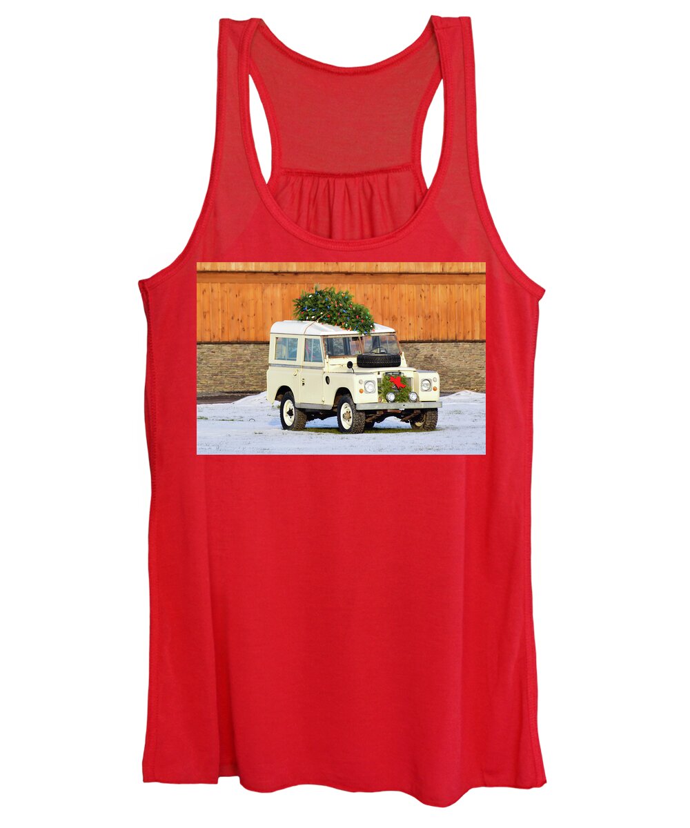 Land Rover Women's Tank Top featuring the photograph Christmas Land Rover by Nicole Lloyd