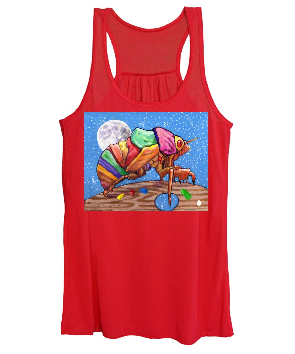 Cicadas Women's Tank Top featuring the painting Cicadas Shell Palette by John Lautermilch