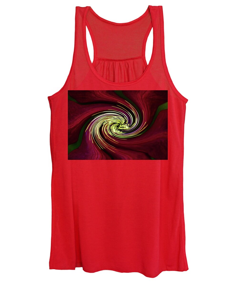 Abstract Women's Tank Top featuring the photograph Claret Red Swirl Clematis by Debbie Oppermann