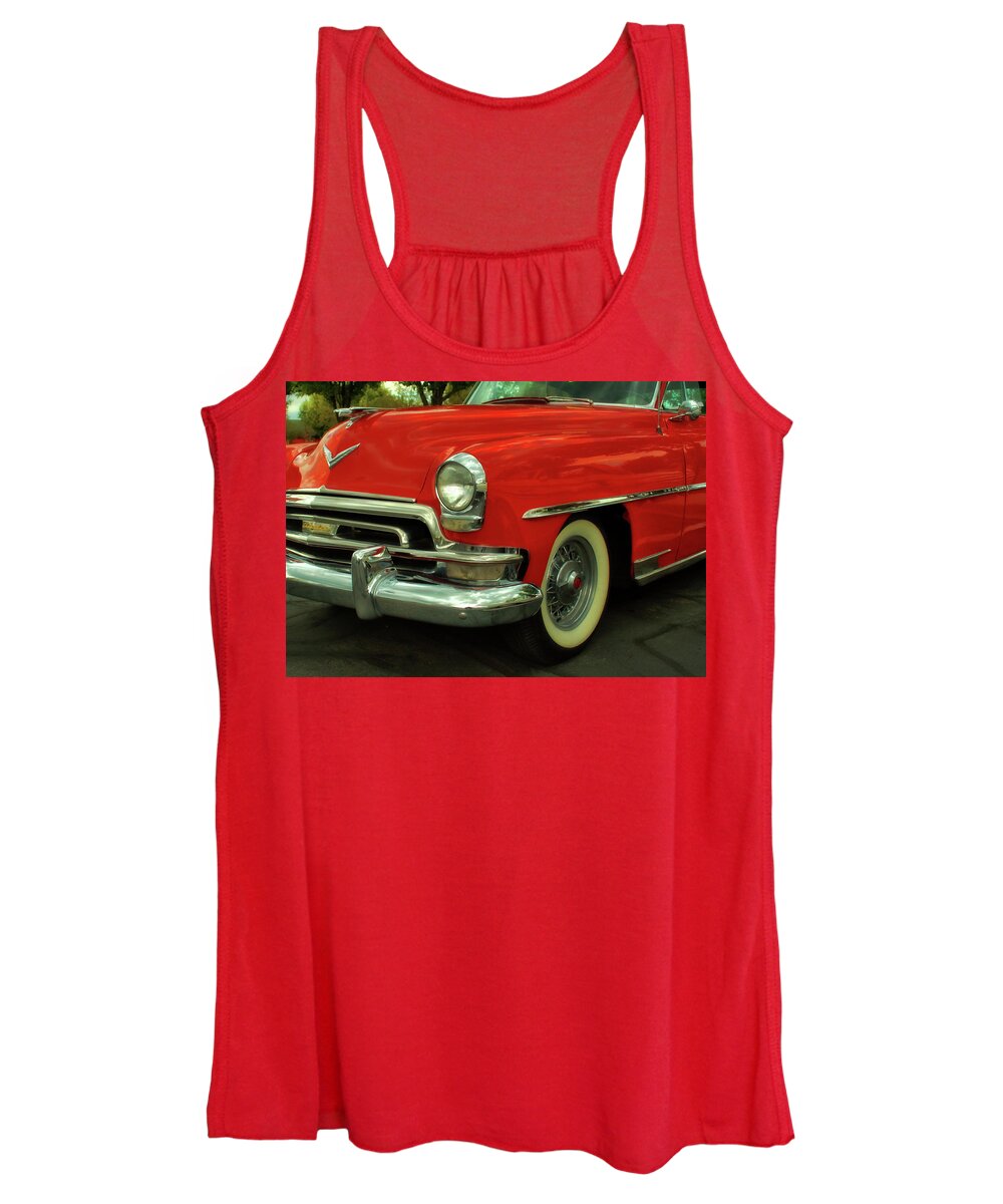 Automotive Women's Tank Top featuring the photograph Classic Red Chrysler by DK Digital