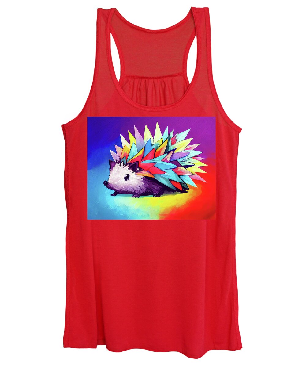 Abstract Women's Tank Top featuring the digital art Colorful Abstract Hedgehog by Mark Tisdale