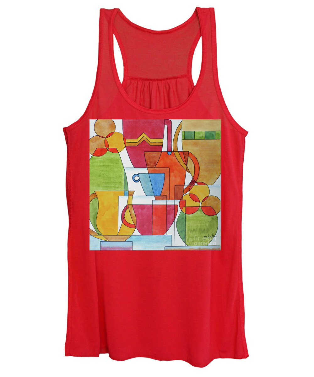 Coffee Signs Women's Tank Top featuring the painting Cubist Coffee by Pat Katz