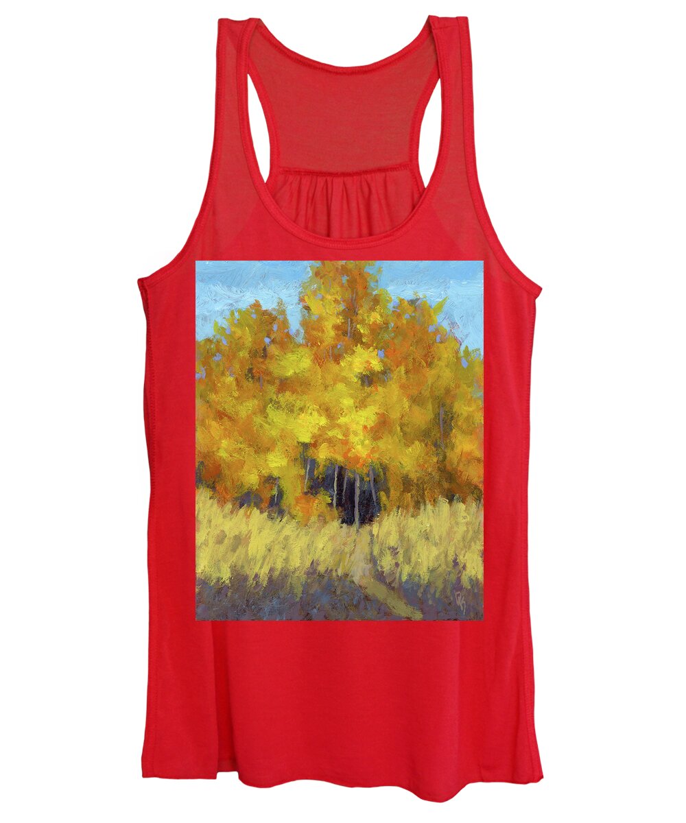 Landscape Women's Tank Top featuring the painting Enter the Autumn Forest by David King Studio