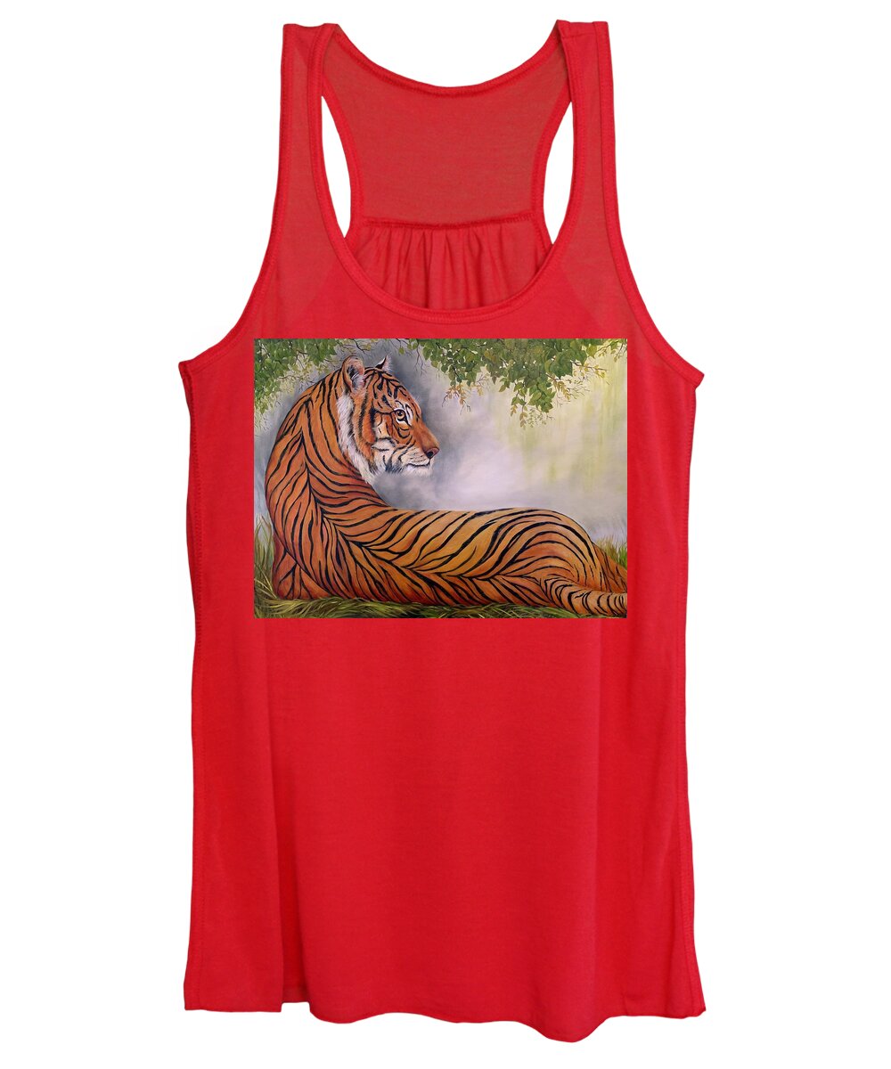 Tiger Women's Tank Top featuring the painting Ever Vigilant by Barbara Landry