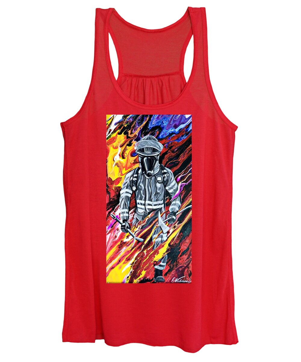 Fire Women's Tank Top featuring the painting Fearless by Emanuel Alvarez Valencia