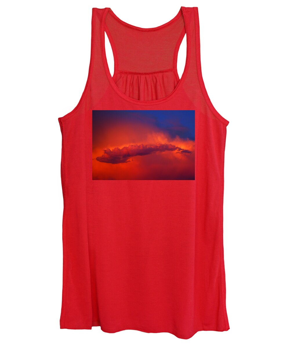 Clouds Women's Tank Top featuring the photograph Fire in the Sky, II by Leslie Porter