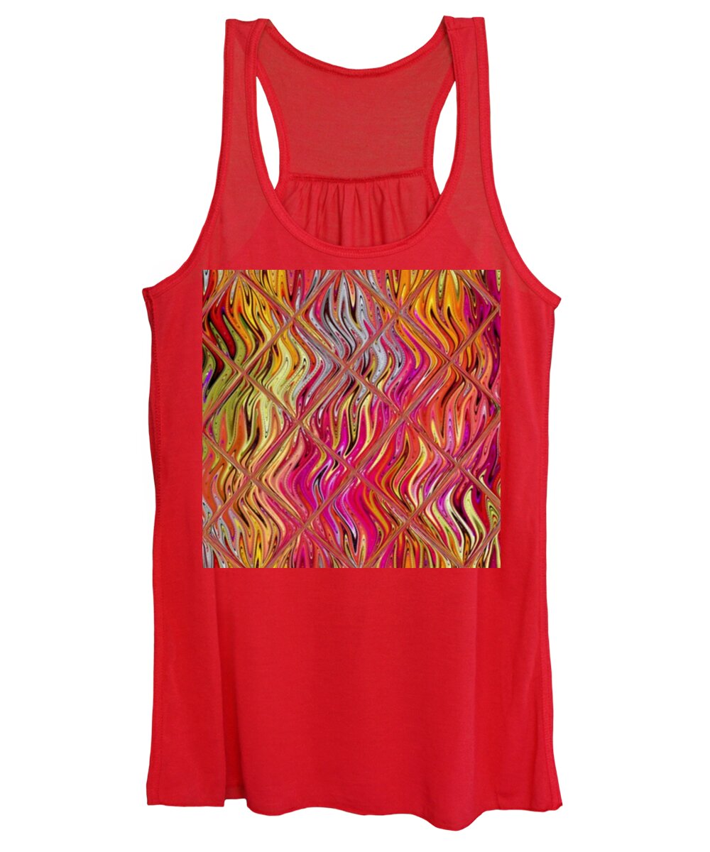  Women's Tank Top featuring the digital art Fire Waves by Designs By L
