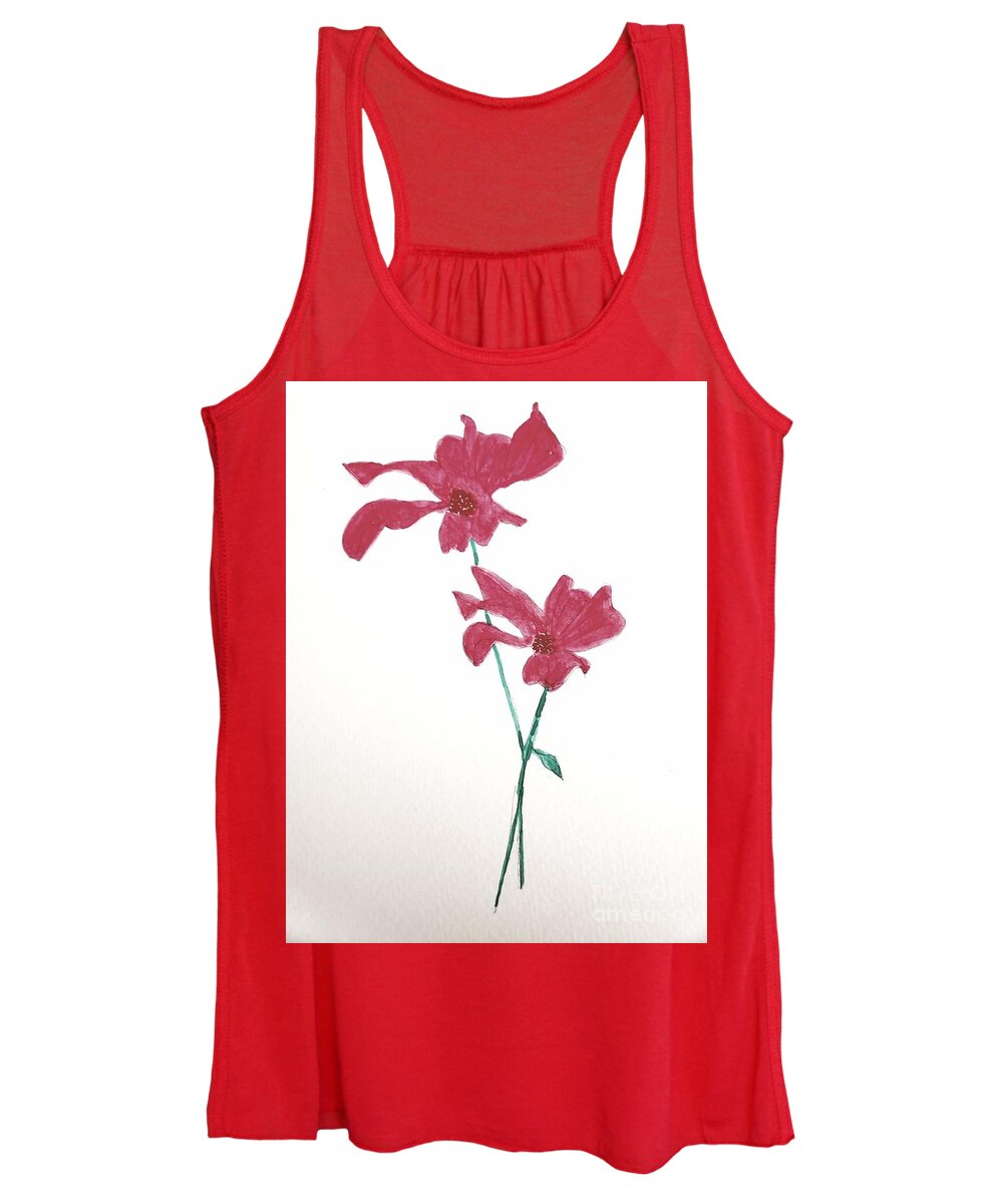  Women's Tank Top featuring the painting Free as a Blooming Red Flower by Margaret Welsh Willowsilk