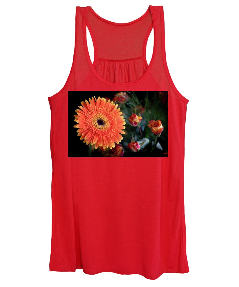 Daisies Women's Tank Top featuring the photograph Fresh beautiful orange daisy flower blossom. Blooming flower by Michalakis Ppalis