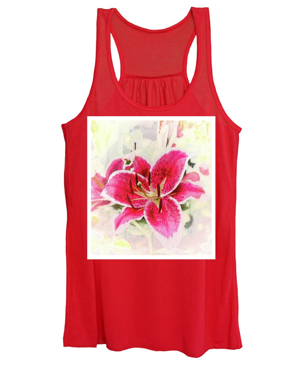 Lily Women's Tank Top featuring the photograph Gazing at a Stargazer Lily by Ola Allen