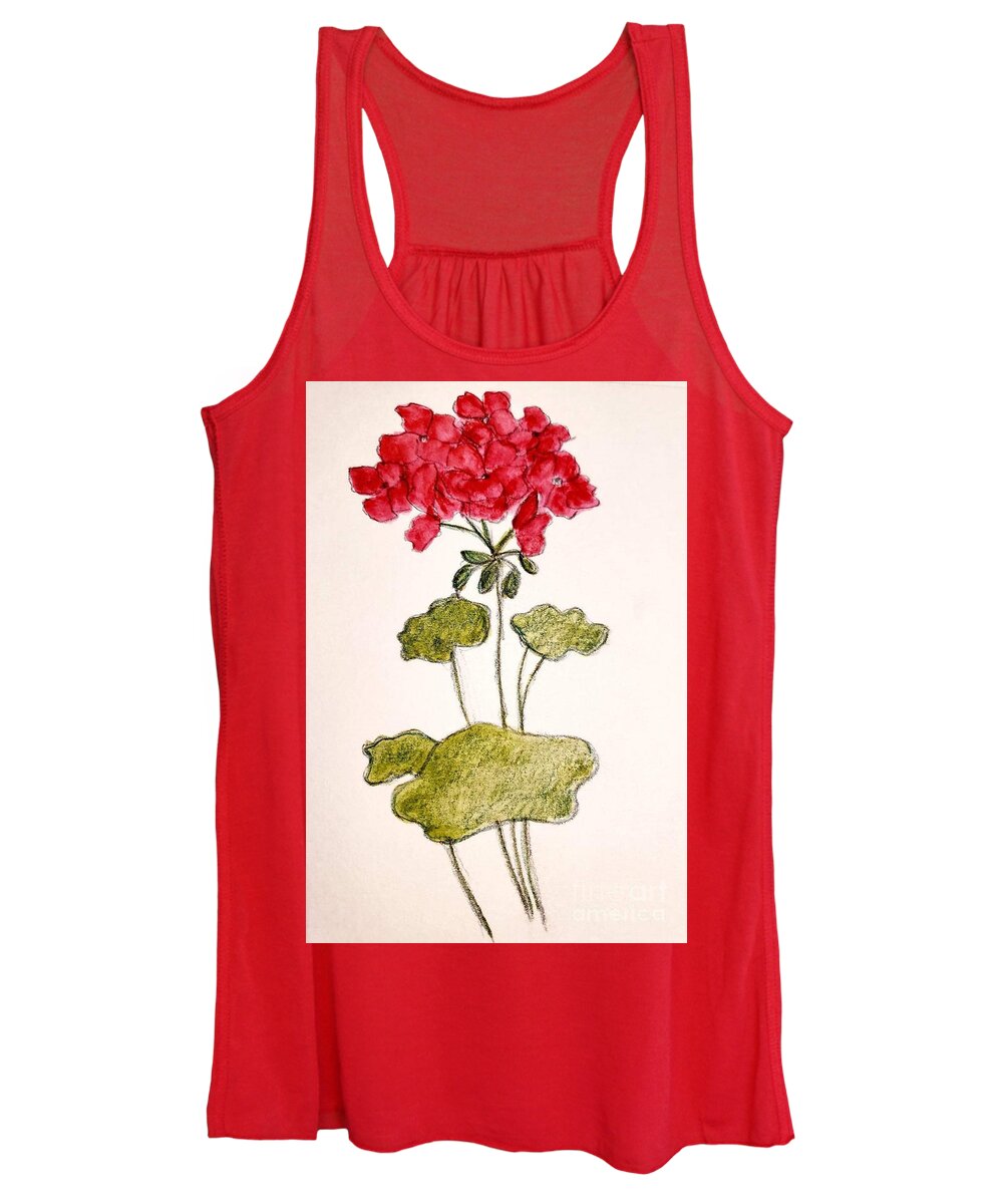 Red Flower Women's Tank Top featuring the painting Geranium by Margaret Welsh Willowsilk