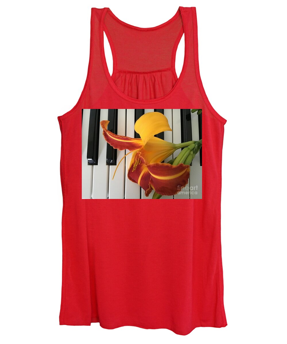 Lily Women's Tank Top featuring the photograph Happy Lily on Keyboard by Catherine Wilson