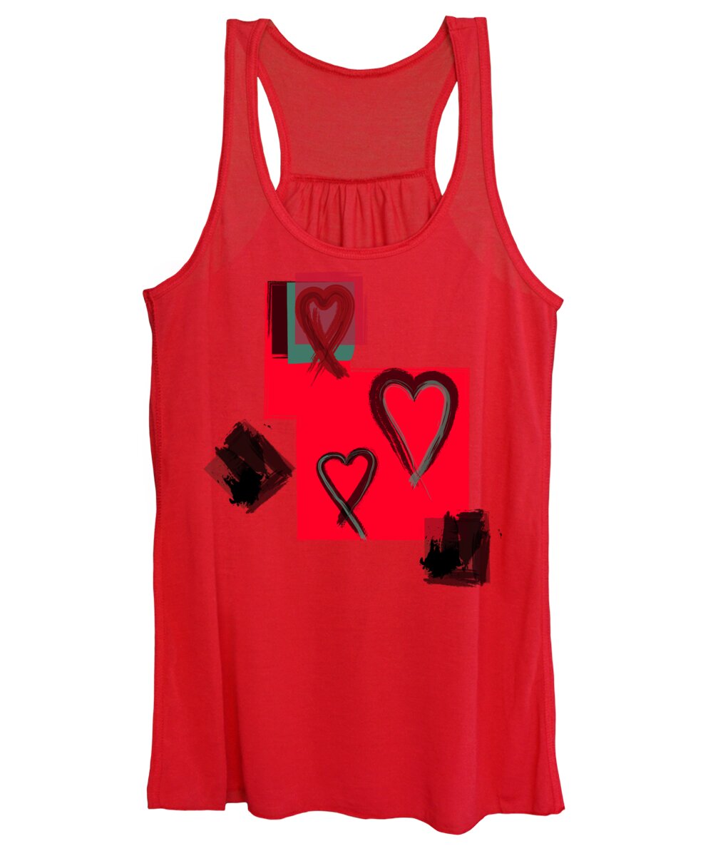 Nicholas Brendon Women's Tank Top featuring the digital art Heart On You - Red Combo by Nicholas Brendon