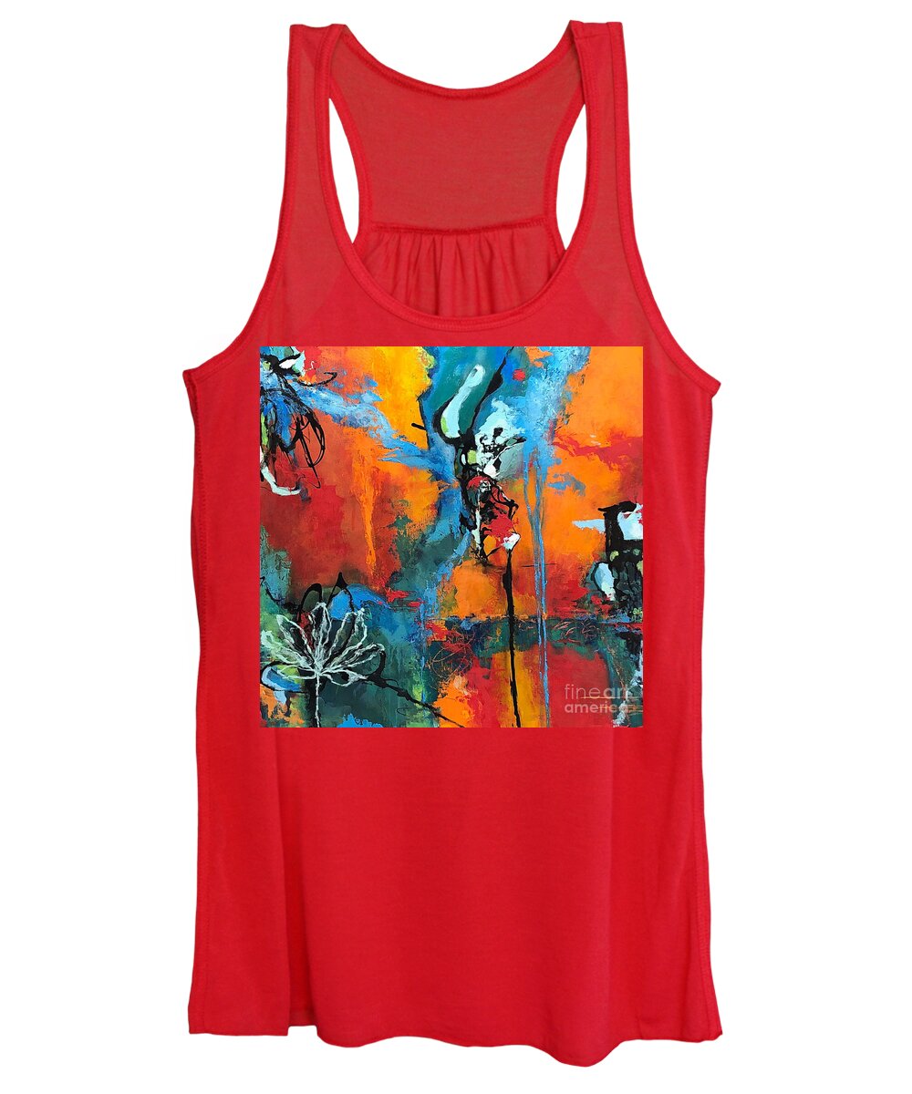 Abstract Women's Tank Top featuring the painting Heart Opening by Mary Mirabal