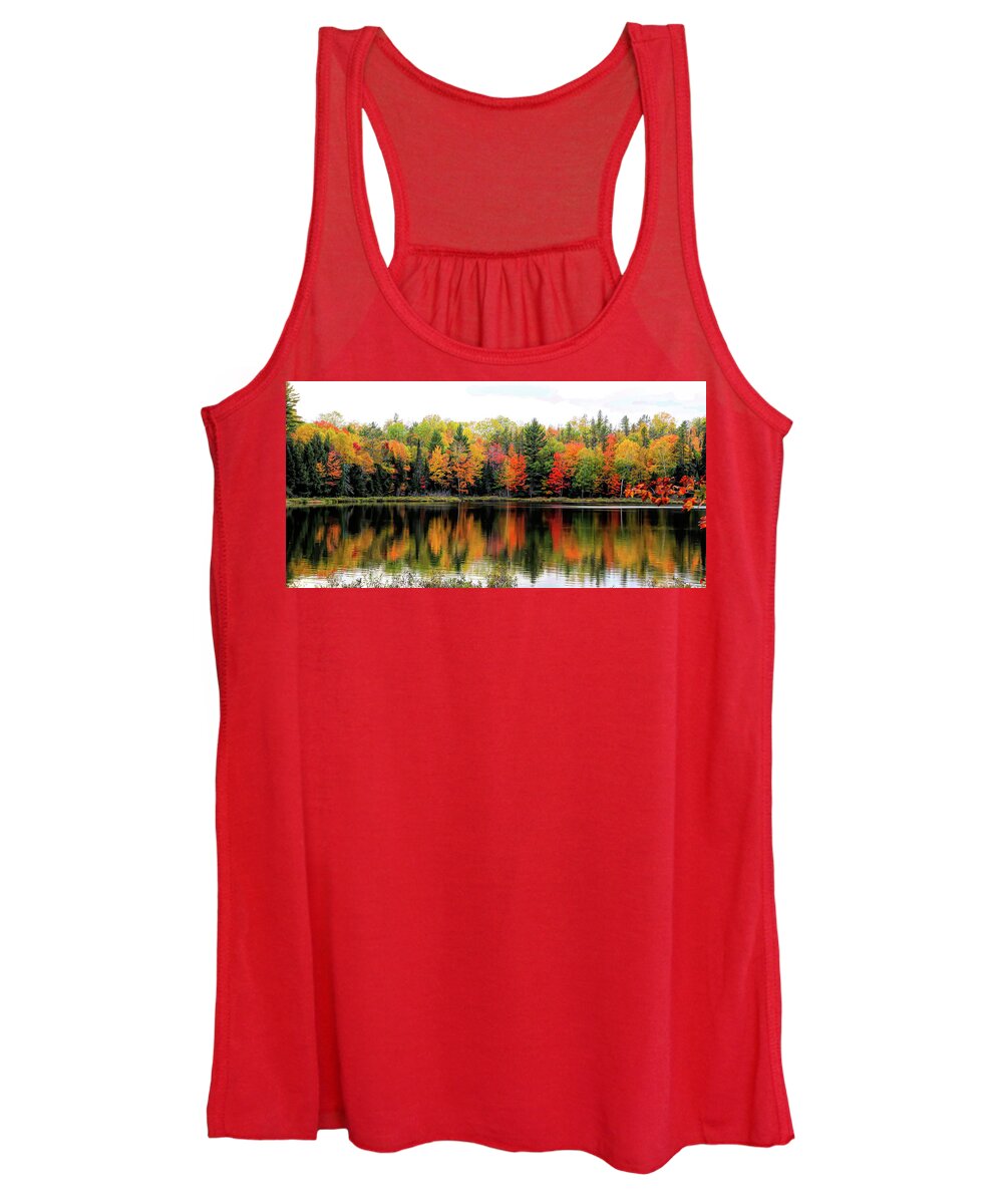 Michigan Women's Tank Top featuring the photograph Hovey Lake Reflections by Cheryl Strahl