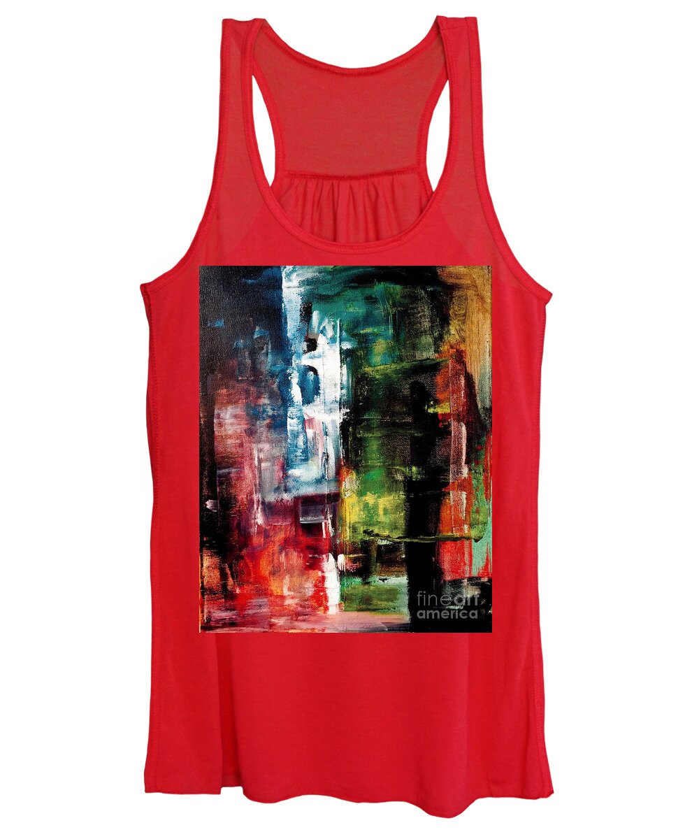 Contemporary Art Women's Tank Top featuring the painting I stand silent observing them by Jeremiah Ray