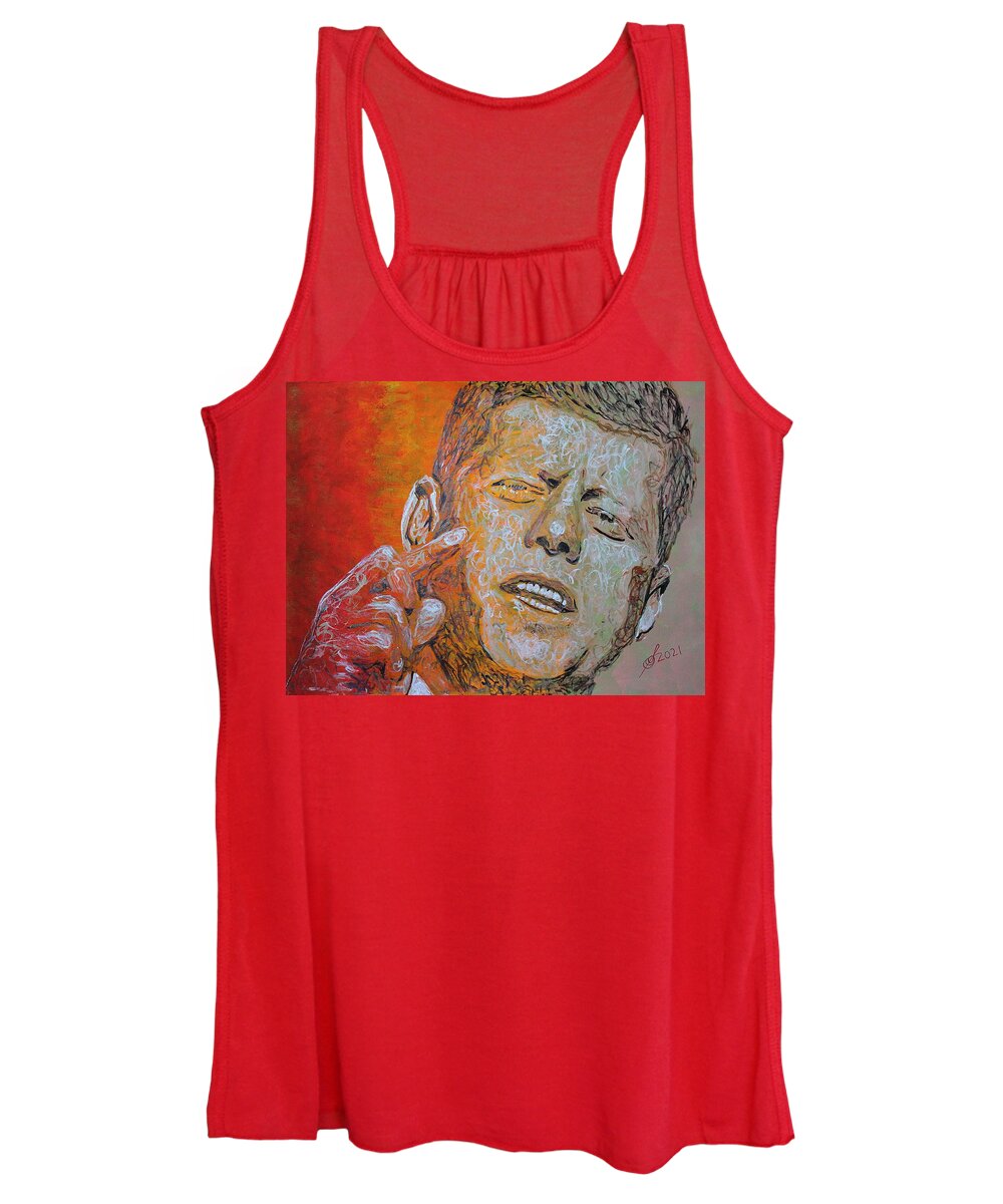 Jfk Women's Tank Top featuring the painting John F Kennedy original painting by Sol Luckman