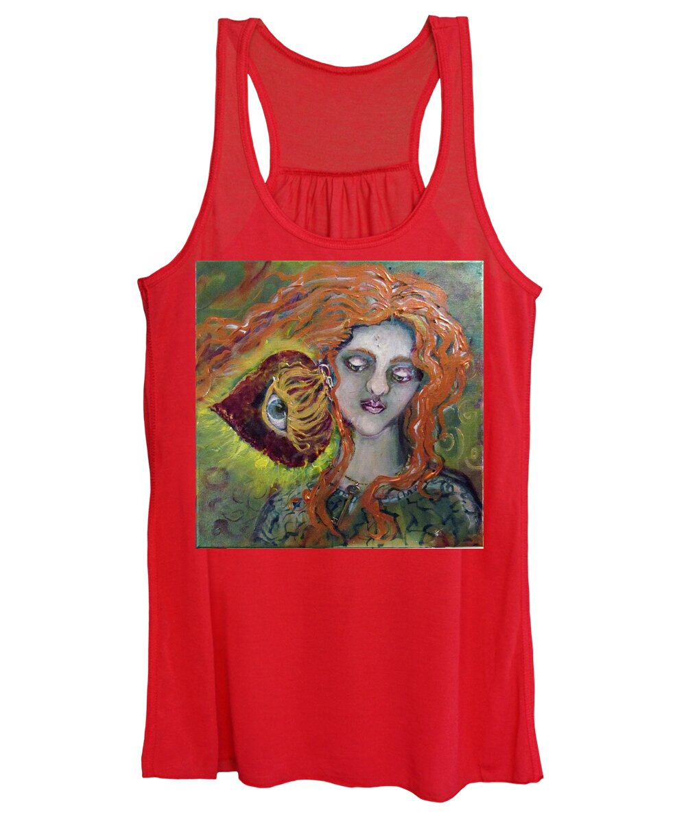 Hearts Women's Tank Top featuring the painting Keys to Healing Broken Hearts Hearing Our Heart by Feather Redfox