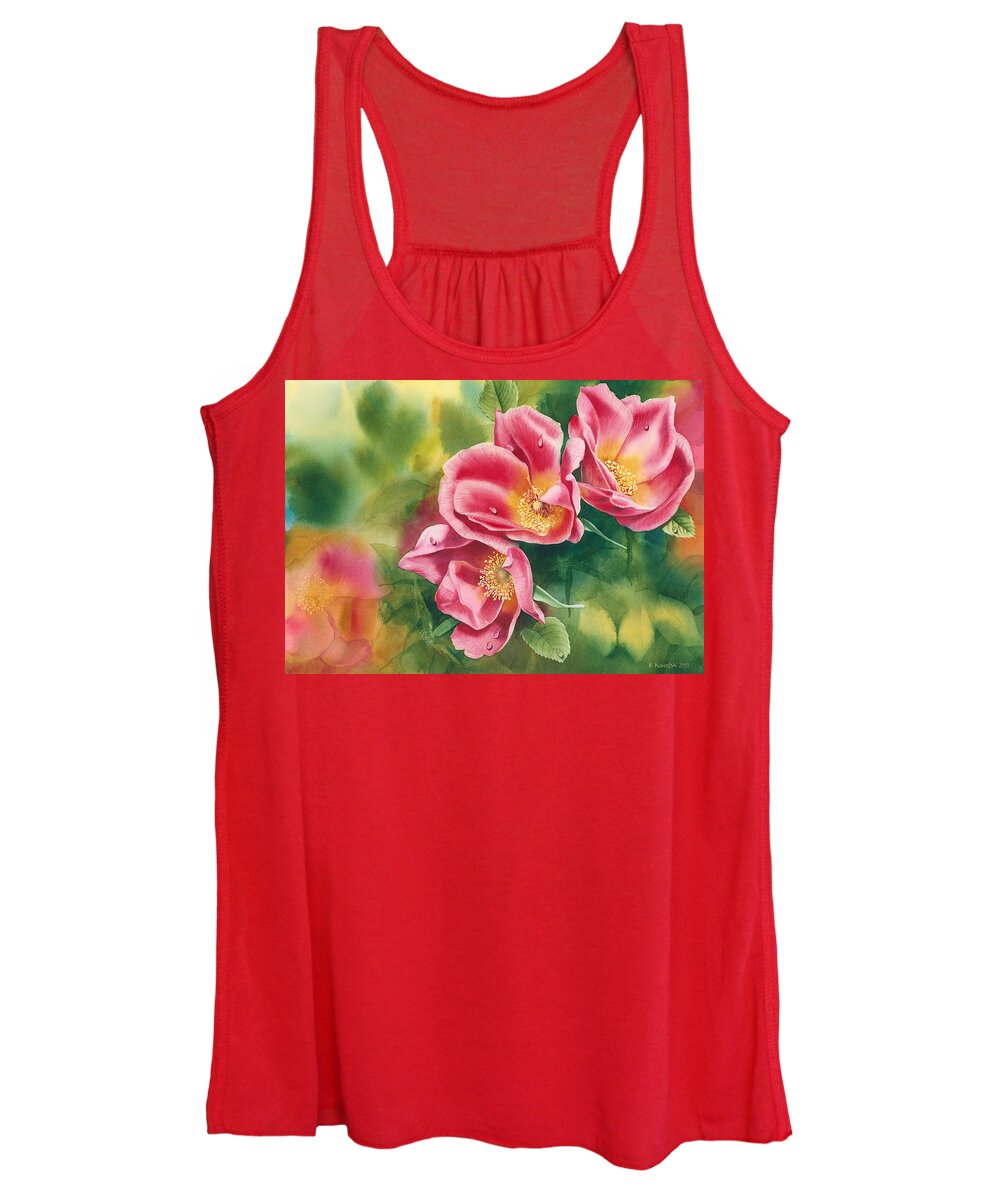 Flower Women's Tank Top featuring the painting Misty Roses by Espero Art