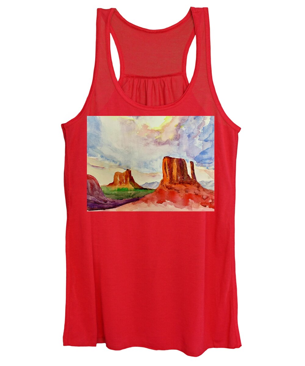Monuments Valley Women's Tank Top featuring the painting Monuments Valley by Tracy Hutchinson