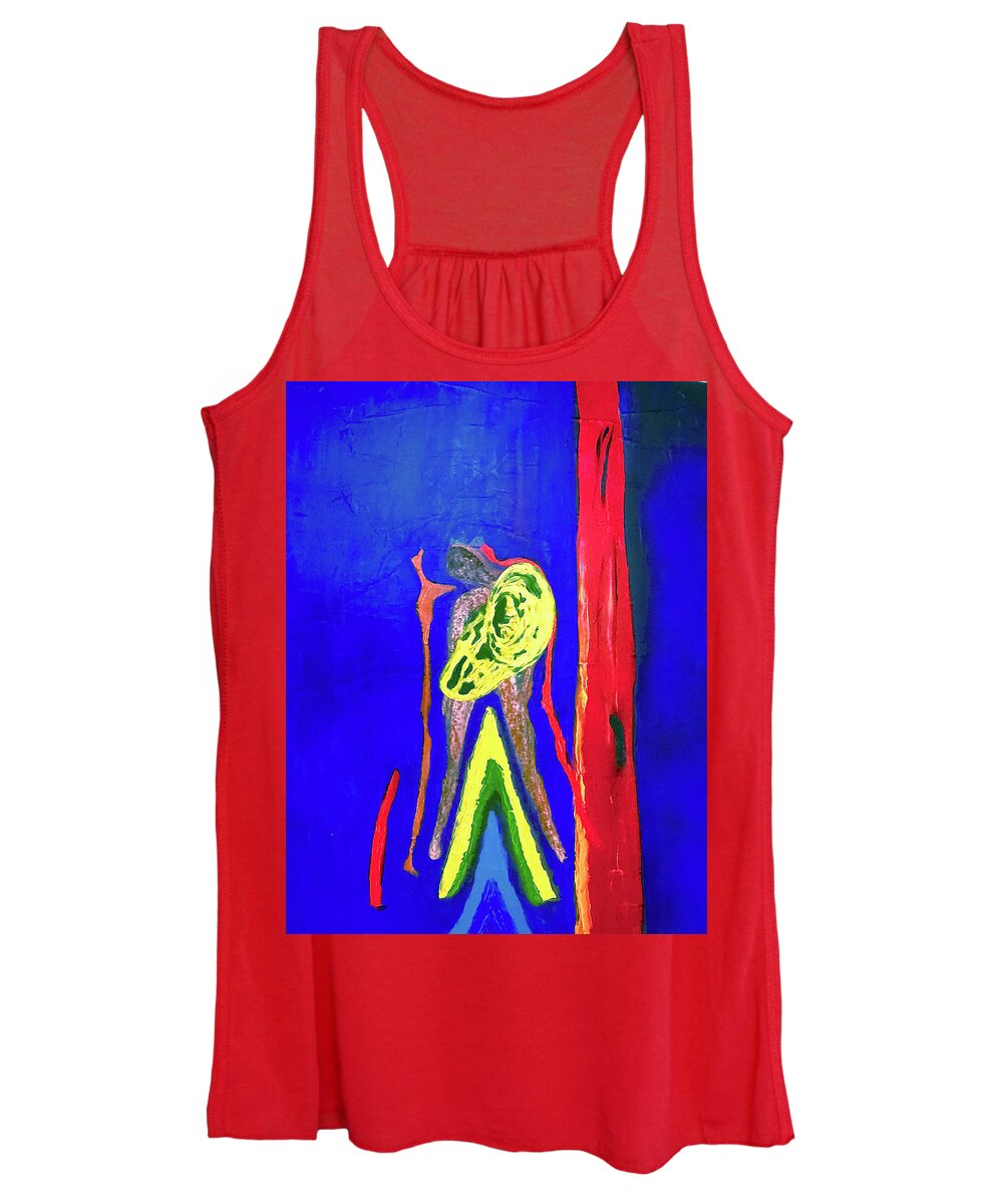 Naked Girl In Marching Band Women's Tank Top featuring the mixed media Nakes girl in Marching Band by Bencasso Barnesquiat