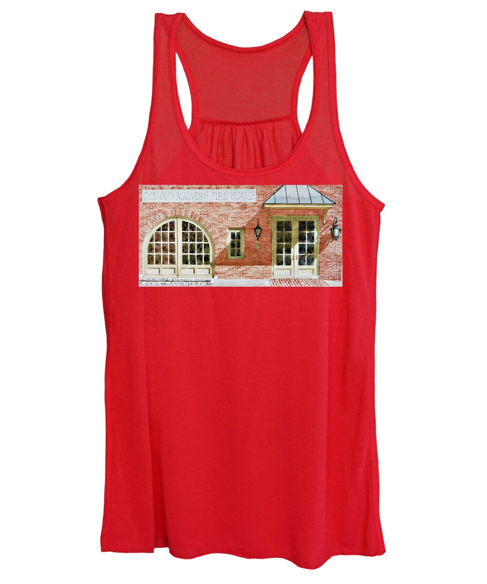 Malvern Women's Tank Top featuring the painting Old Malvern Fire House by Stephen Rutherford
