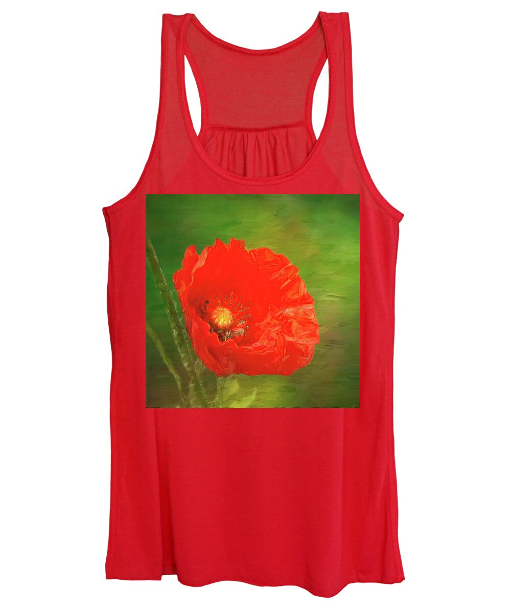 Abstract Women's Tank Top featuring the photograph Poppy in full bloom by Sue Leonard