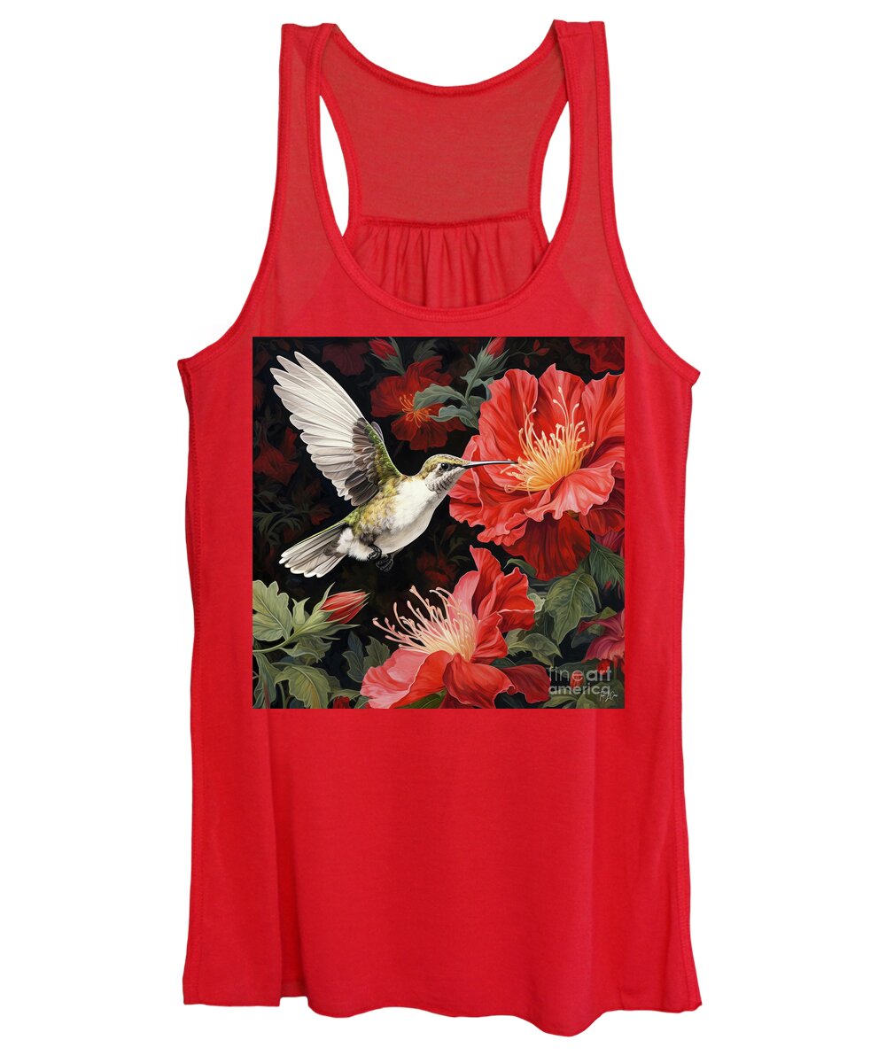 Ruby Throated Hummingbird Women's Tank Top featuring the painting Radiant Ruby by Tina LeCour