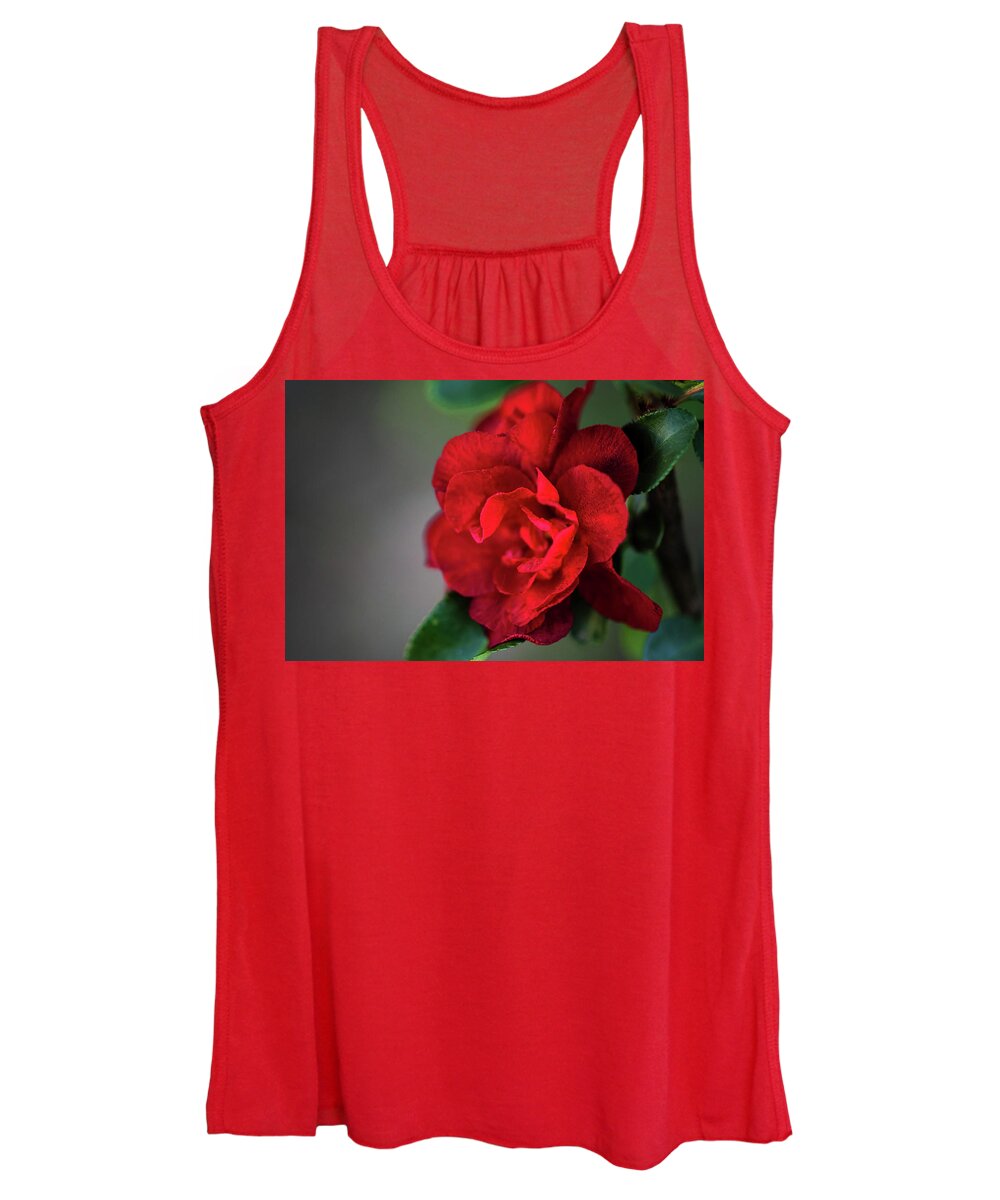 Quince Women's Tank Top featuring the photograph Red Quince by Linda Shannon Morgan