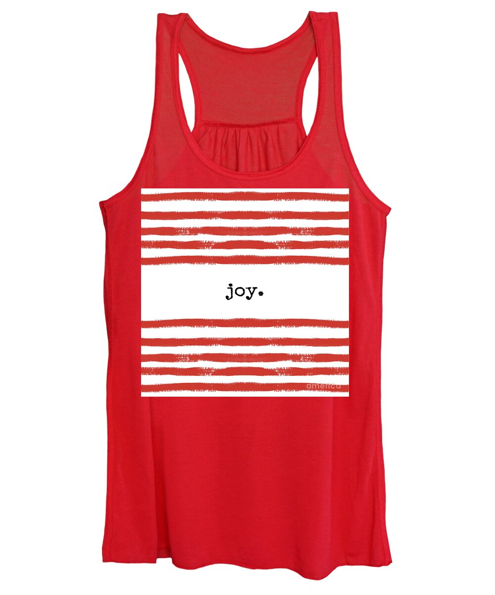 Christmas Women's Tank Top featuring the digital art Red Stripes Joy by Sylvia Cook