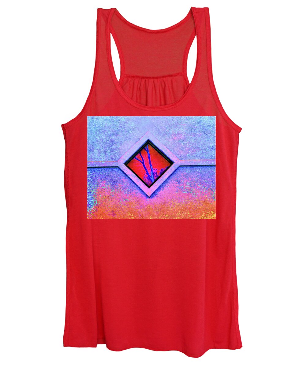 Photo Of Exterior Wall Of A Building Women's Tank Top featuring the photograph Reflections Of A Wall by Andrew Lawrence