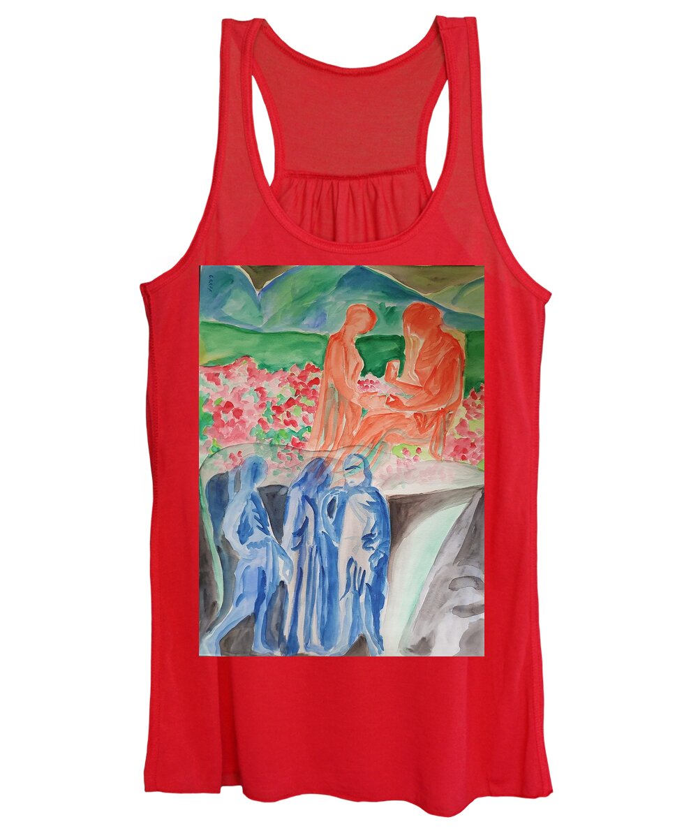 Masterpiece Paintings Women's Tank Top featuring the painting Reign of Life vs Underworld by Enrico Garff