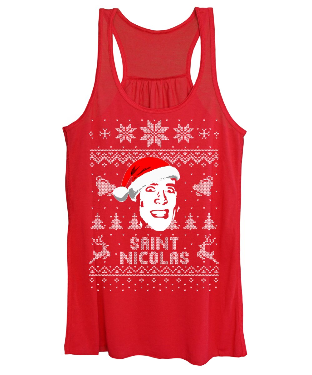 Winter Women's Tank Top featuring the digital art Saint Nicolas Parody Christmas Shirt by Megan Miller