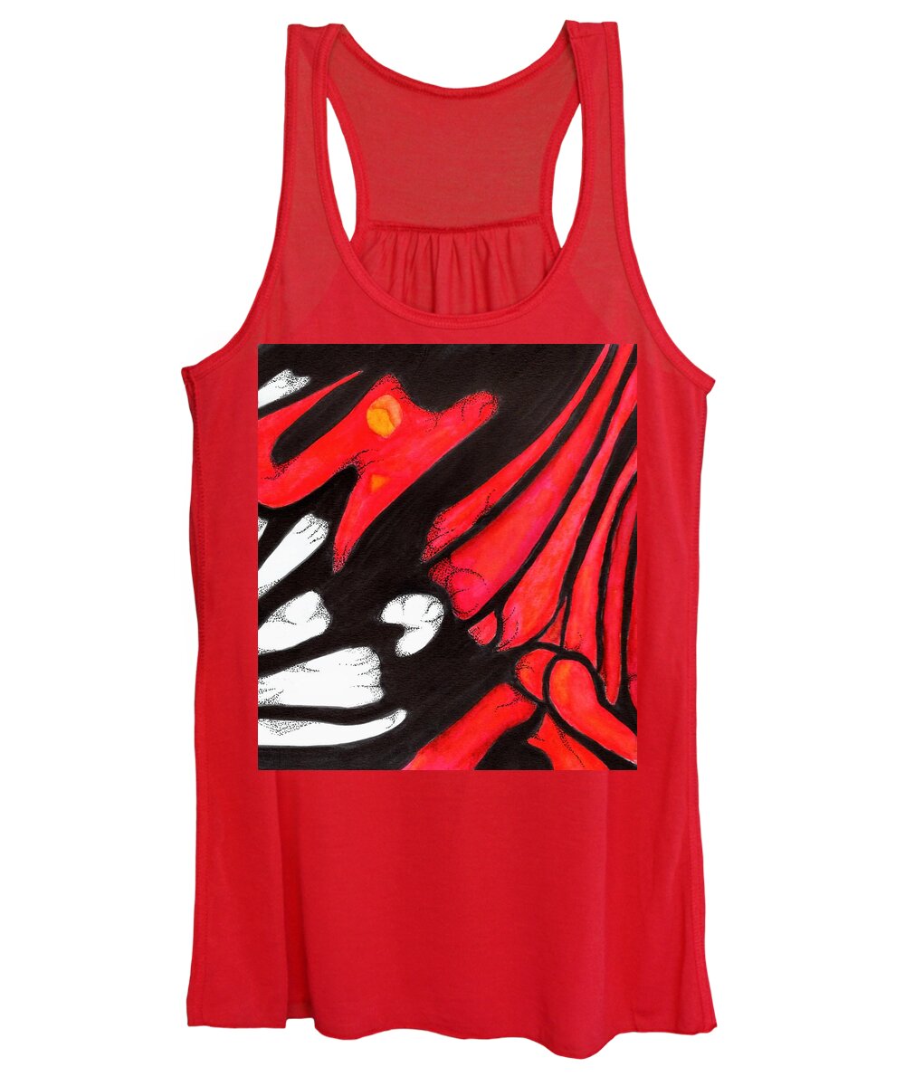 Red Women's Tank Top featuring the painting Scarlet Peacock by Misty Morehead