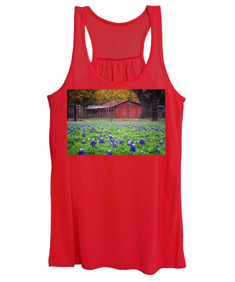 Texas Hill Country Women's Tank Top featuring the photograph Spring Blues in the Hill Country by Lynn Bauer